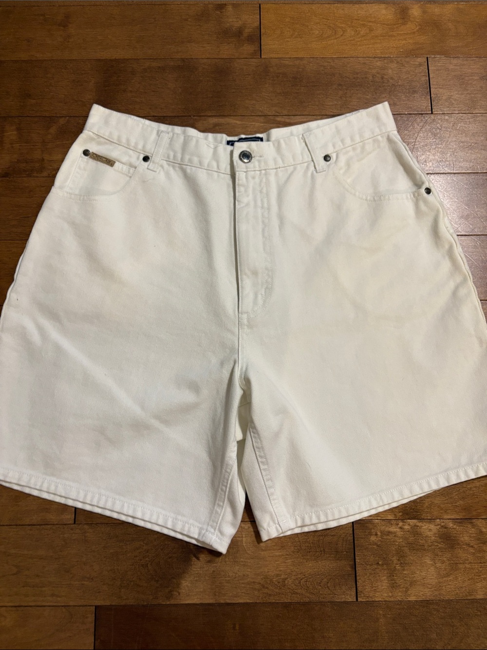 Vintage Off White Jean Shorts - Relaxed Fit Denim